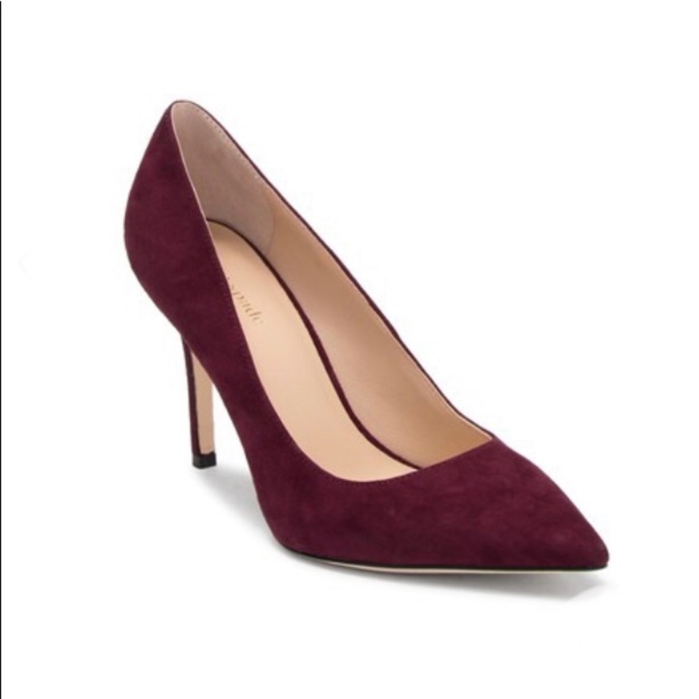 Kate Spade Vida Suede Maroon Stiletto Pointy Toe Work Heels Pumps Size 10